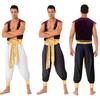 Men's 2Pcs Arabian Prince Cosplay Costume Halloween Party Outfits Sleeveless Vest and Pants Sets