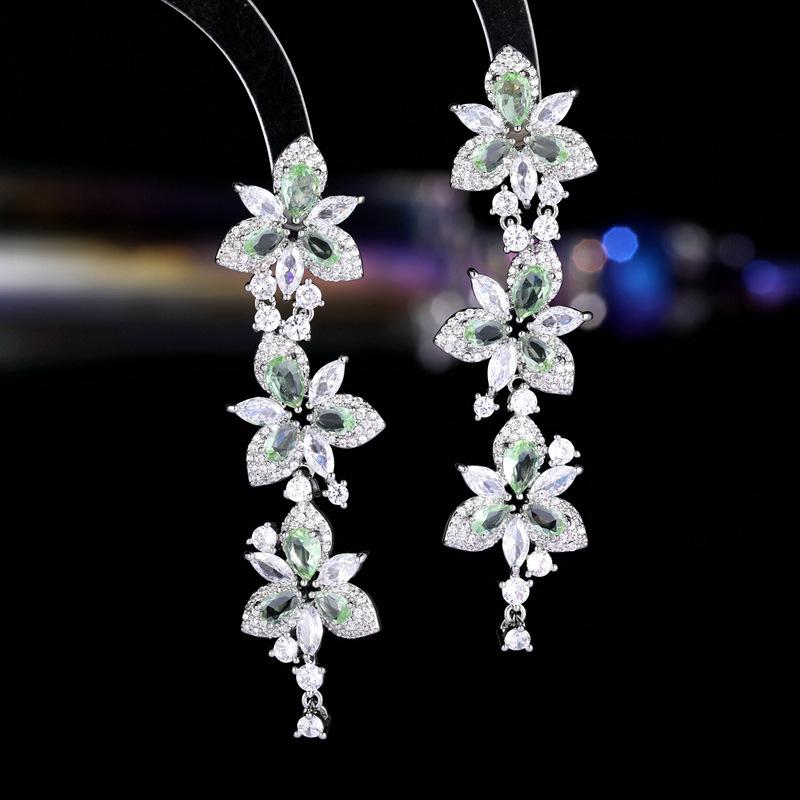 S925 Silver Needle Super Fairy Temperament Zircon Inlay Modified Face Earrings Long Tassel Flying Butterfly Earrings