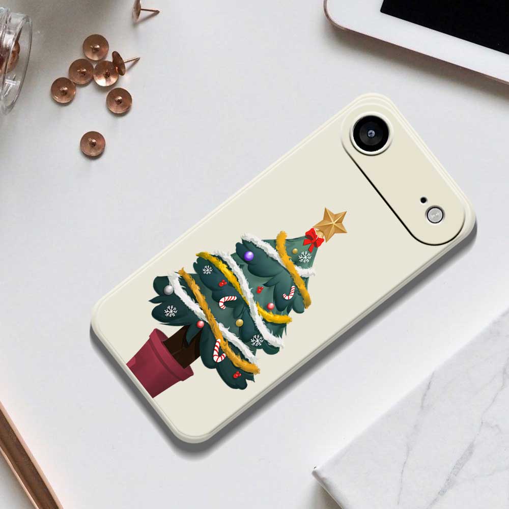 For iPhone 17 Air Case Christmas Tree Potted Plants Pattern Printing Straight Edge TPU Phone Back Cover