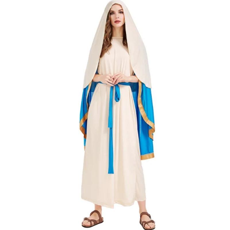 New Halloween Cosplay The Virgin Mary Costume for Women Carnival Party Adult Role-Play Ancient Israel Nun Fantasia Dress