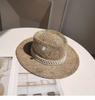 Summer Straw Hat Pearl Pin Women's Summer Seaside Sunshade Hollow Groove Flat Top Straw Hat  Sombrero