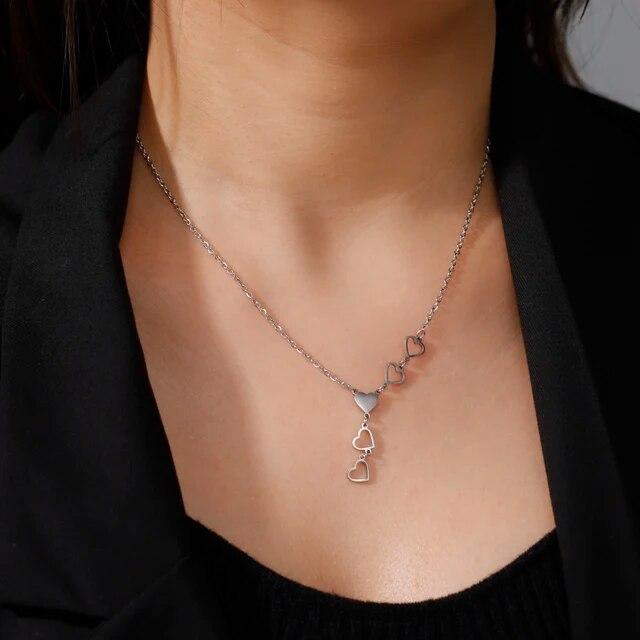 Skyrim, новинка в Kpop, ожерелье с кисточками в форме сердца, длинная цепочка из нержавеющей стали золотого цвета для женщин, 2024, модные украшения, подарок на День матери