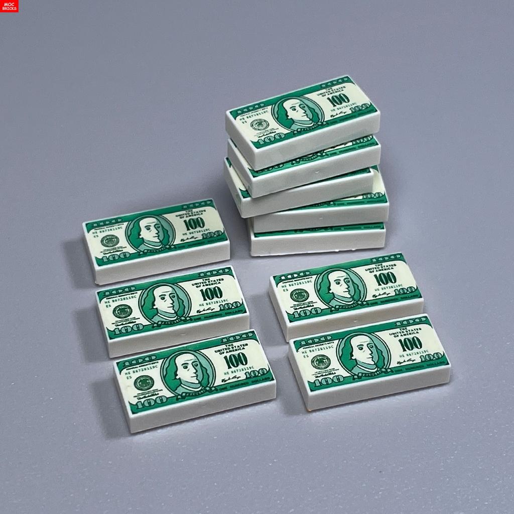 Нетоксичные кубики Moc Город Ужасов Золотой Серебряный Пистолет для Денег Монеты Мешок с Долларами Портфель Фигурка 4 см Аксессуары Полиции Строительный Блок Детские Игрушки