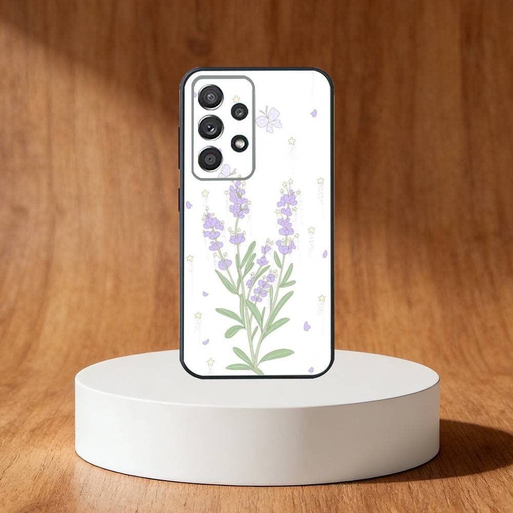 Lavender Purple Flowers Phone Case For Samsung S25,S24,S21,S22,S23,S30,Ultra,S20,Plus,Fe,Note,10,9,5G Black Cover