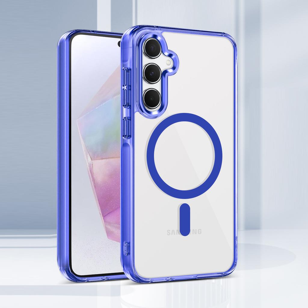 Магнитный чехол для телефона Samsung Galaxy A35 5G, TPU рамка, прозрачная поликарбонатная задняя крышка