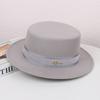 French fashion new autumn and winter versatile elegant retro flat top hat women's fashion woolen temperament personalized jazz hat