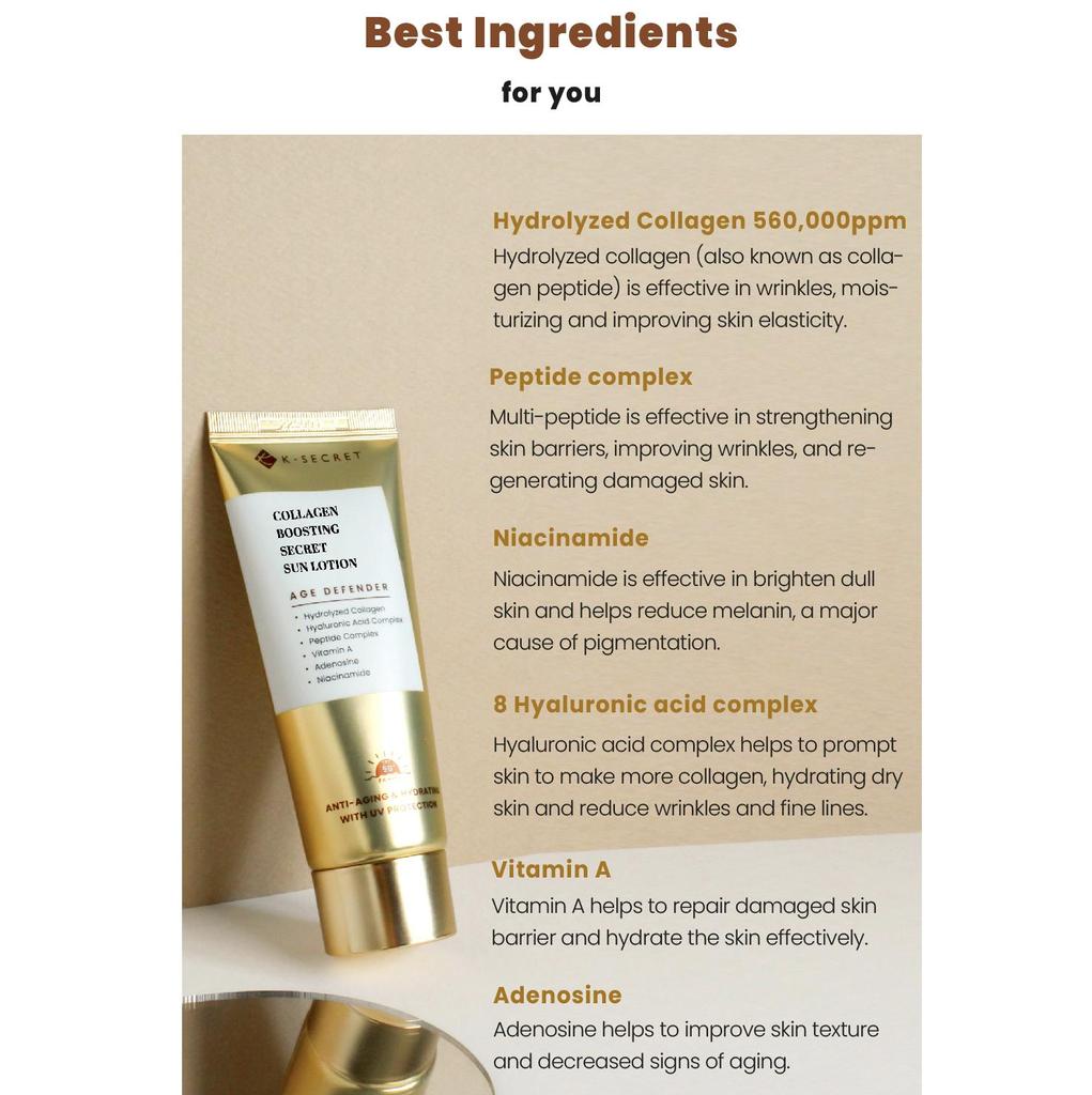 K-SECRET Солнцезащитный лосьон Collagen Boosting Secret SPF50+ PA++++ 60 мл