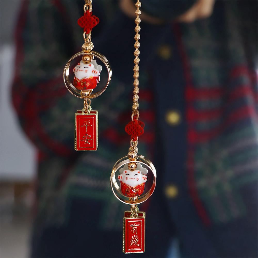 Ceramic Cat Fortune Cat Interior Cat Car Hangings Decor Fortune Cat Car Pendant Lucky Cat Lucky Cat
