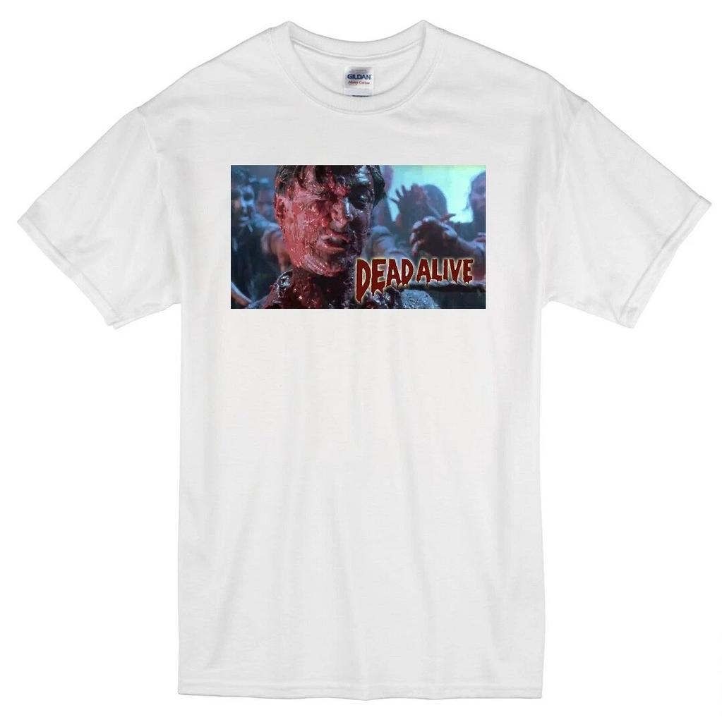 DEAD ALIVE PETER JACKSON ZOMBIE MOVIE BRAINDEAD RETRO GORE 1992 WHITE T-shirt Tops Tees Unisex