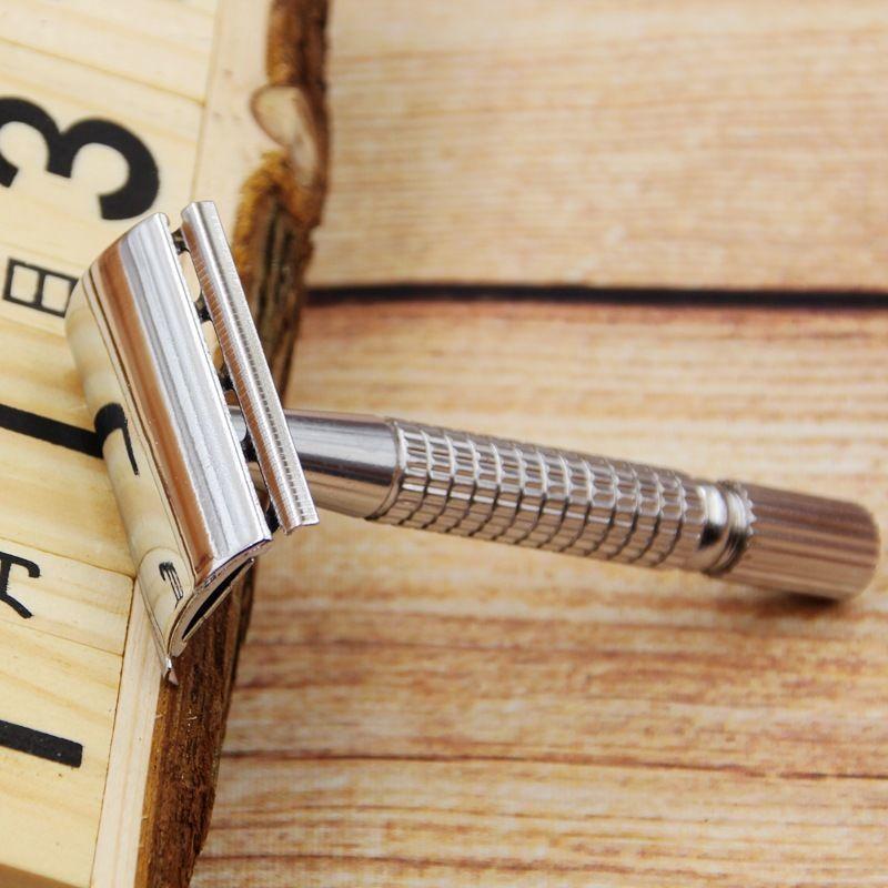 Новая безопасная бритва с двумя лезвиями, портативная, разборная, мужская и женская, для удаления волос, бритвы для бритья, классическая металлическая ручная бритва