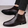 Brand Black/brown Men Ankle Boots Business Comfort Mid Top Leather Shoes Top Layer Cowhide Pattern Fashion Casual High Top Boots