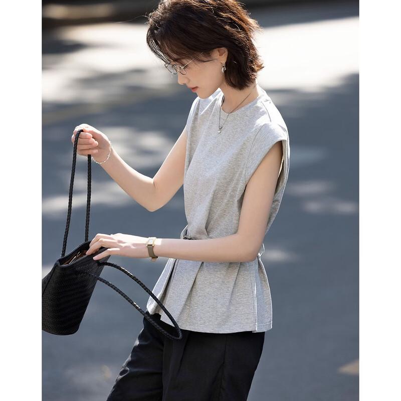 Demana Women's Summer Slimming Flutter Sleeve Pleated T-Shirt