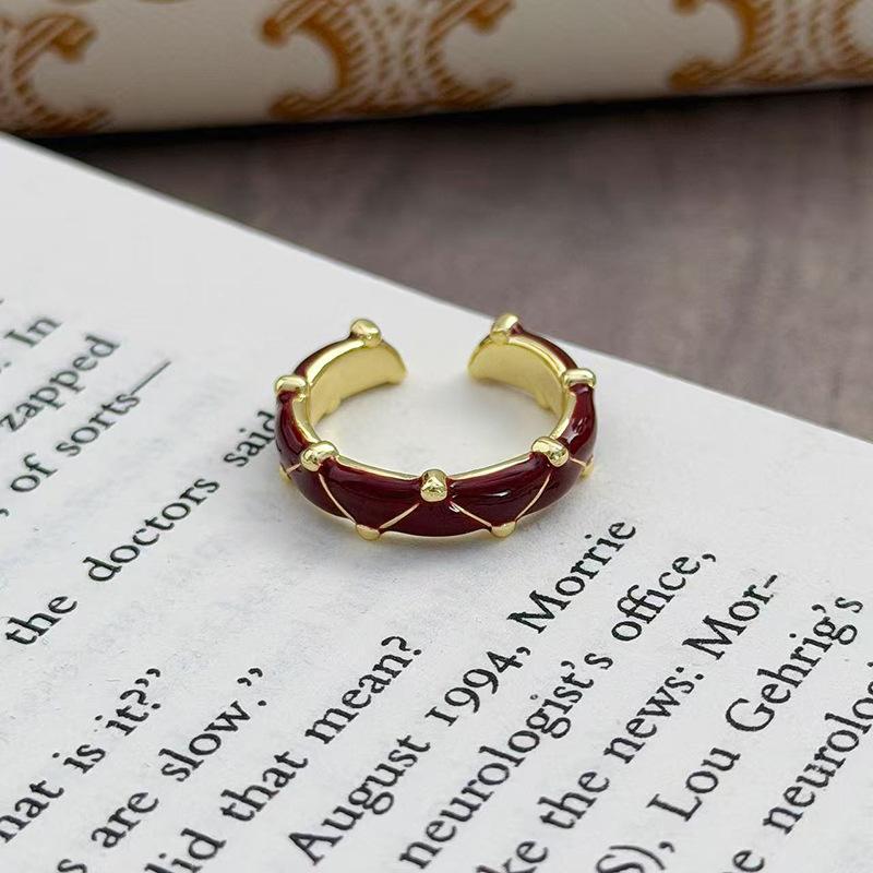 Новогоднее Анкара Красная Капля Масла Кольцо Удачи Zir*****Pen Ретро Легкая Роскошь Нишевый Премиальный Чувственный Кольцо на Указательный Палец Женское