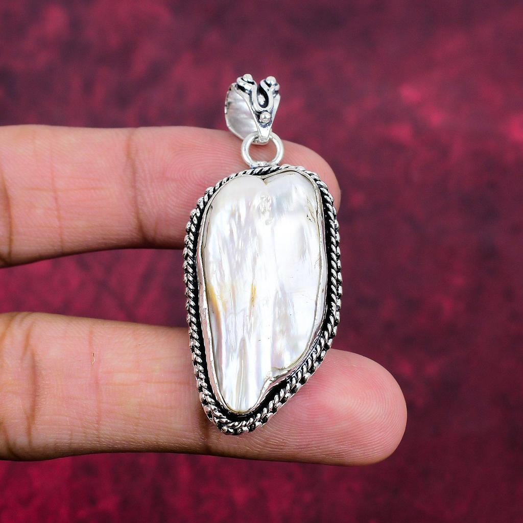 Подвеска из стерлингового серебра 925 пробы с жемчугом Biwa, ювелирные изделия с подвеской из драгоценных камней ручной работы, подарки для жены, абсолютно новый кулон