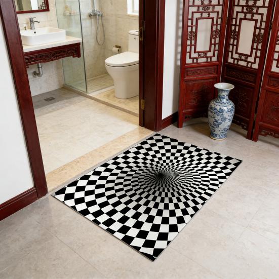 3D Вихревой Оптический Обман Ковер Визуальное Головокружение Ковер Области Реалистичный Вихрь Черно-Белый Придверный Коврик Нескользящий Коврик для Пола для Гостиной Спальни Прихожей