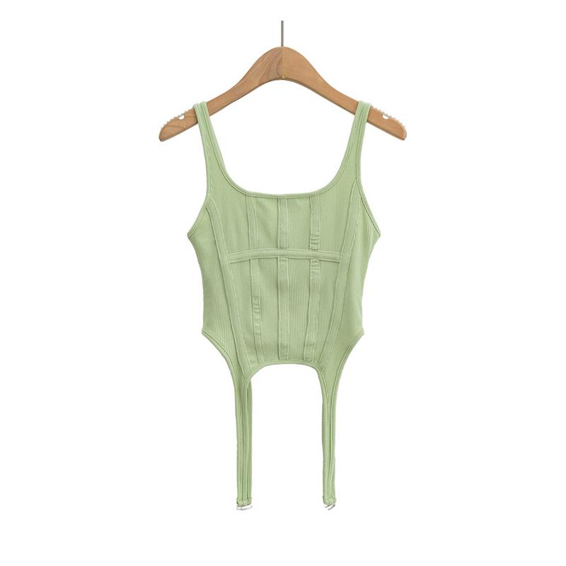 Жилет в стиле сафари с нитью «рыбий кость», рубашка нестандартной формы на крючке для женщин, сексуальные топы без рукавов с квадратным вырезом