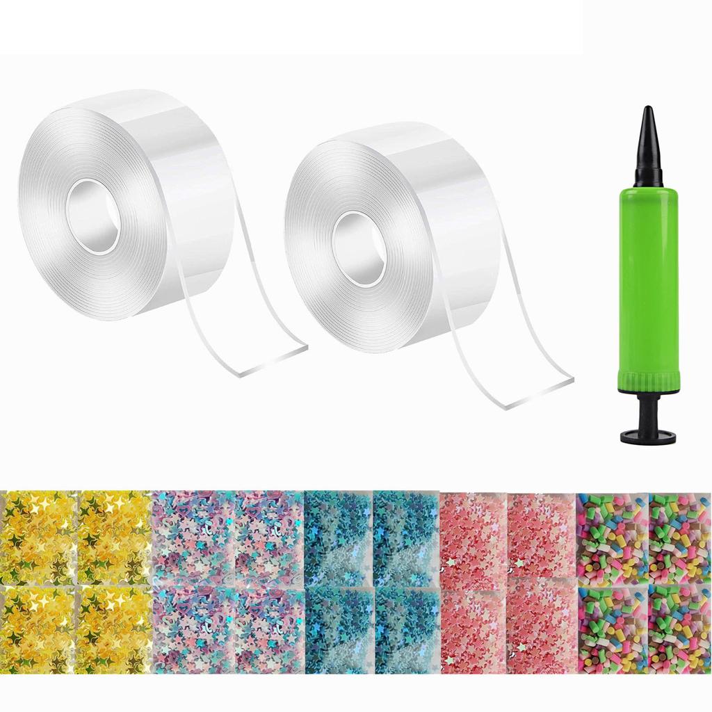 Nano Tape Bubble Kit, Double Sided Tape Plastic Bubble, Super Elastic Bubble Balloons With Inflator And 20 Pack Bubble Filling