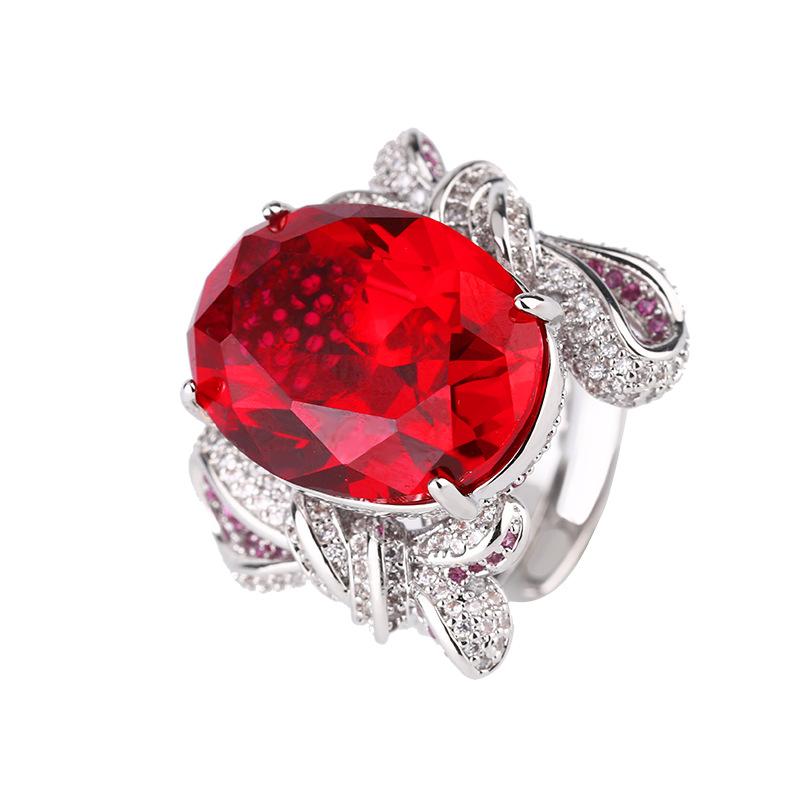 Фабричное кольцо ювелирные изделия высокое чувство красный корунд синяя шпинель открытие роскошь мода придворный стиль мода