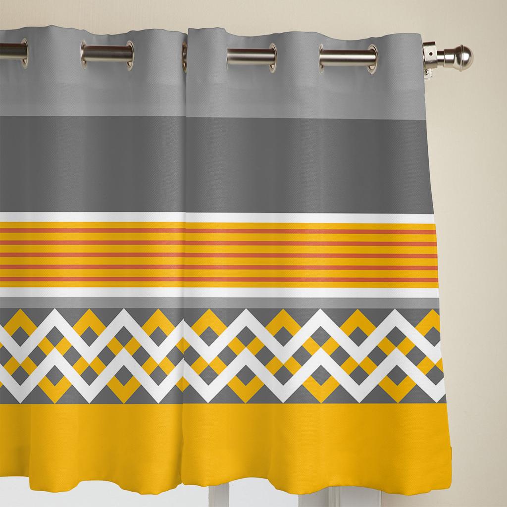 Желтые, серые полосы, геометрические современные оконные шторы для гостиной, спальни, кухонные шторы, шторы