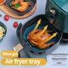 1pc Black Silicone Air Fryers Oven Baking Tray Square Replacement Kitchen Grill Pan Airfryer Kitchen Fried Chicken Basket Mat