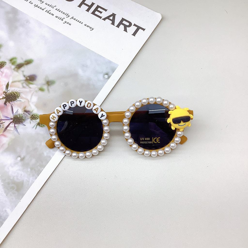 Ретро детские солнцезащитные очки Simple Temperament Diy Pearl солнцезащитные очки для мальчиков и девочек солнцезащитные очки с защитой от солнца и ультрафиолета