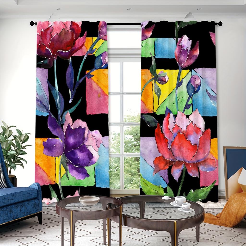 2 шт. бесшовные бордюры с красочными цветочными узорами акварельные падающие листья принты шторы для гостиной спальни для домашнего декора