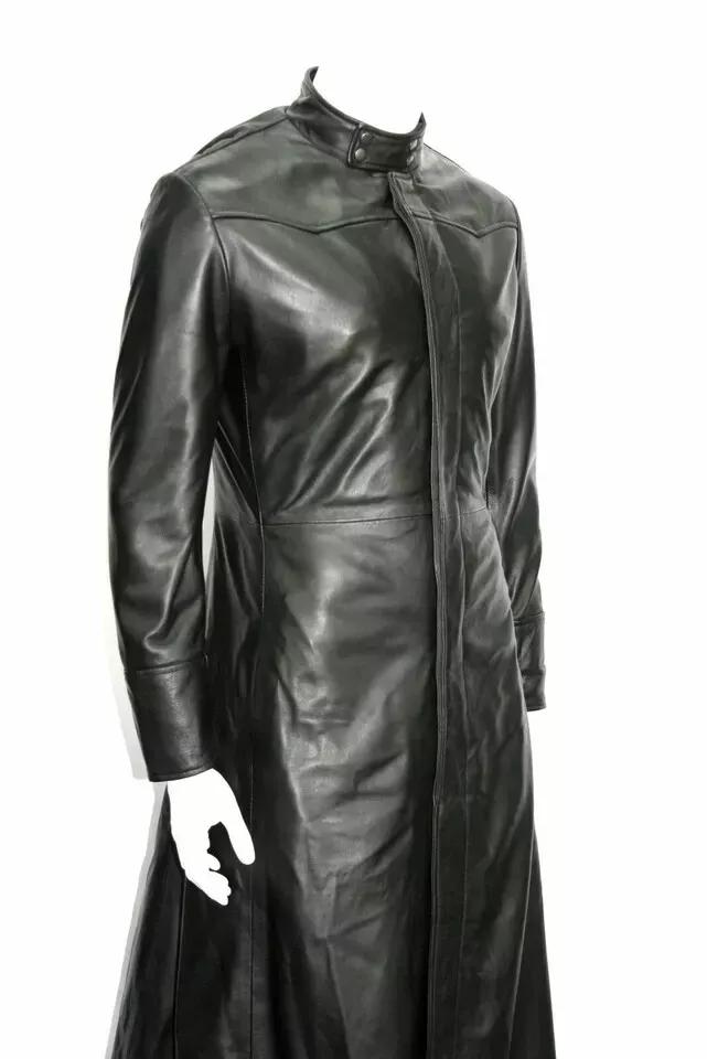 Leather Black Soft Handmade Trench Coat Long New Stylish Men's Genuine Lambskin