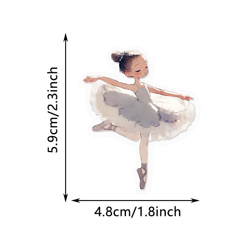 50PCS Cute Ballet Stickers Girls Dance Stickers Pack Waterproof Vinyl Decal for Scrapbook Water Bottle Laptop Phone Computer