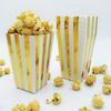50pcs Golden Dot & Wave Striped Paper Popcorn Boxes - Elegant Snack Containers for Weddings, Birthdays,and Holiday Celebrations,Party Snack Containers