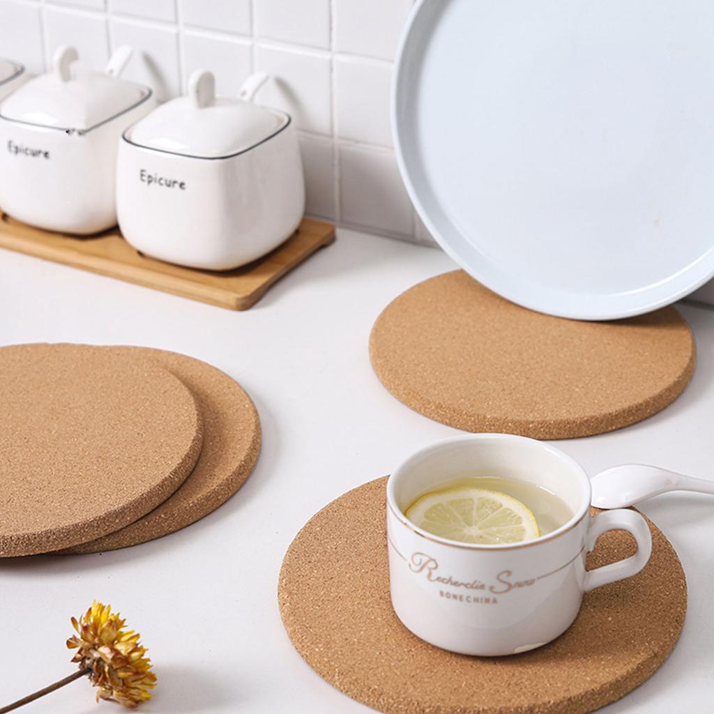 Heat Resistant Cork Trivet 19cm Round Natural Wood Table Protector For Hot Pots Pans And Dishes Eco Friendly Kitchen Essential