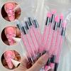 5pcs Pink Dual-Ended Silicone Nail Art Pens 3D Flower Carving Glue Stick Embossing Pen DIY Manicure Brush Nail Dotting Pen