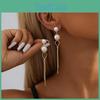 Stylish Pearl Long Earrings For Women Trendy Geometric Dangles Chain