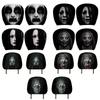2Pcs Black Car Headrest Cover Scary Face Printing Car Headrest Protector Car Seat Cover  Halloween
