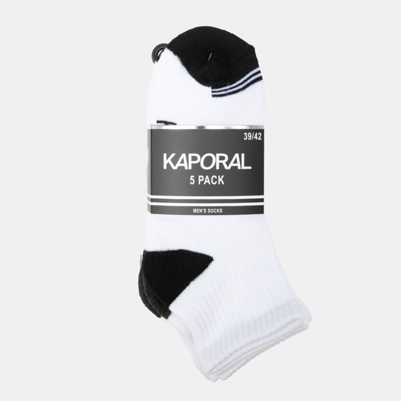 Set of 5 Pairs of White Color Block Edelbert Men's Ankle Socks KAPORAL