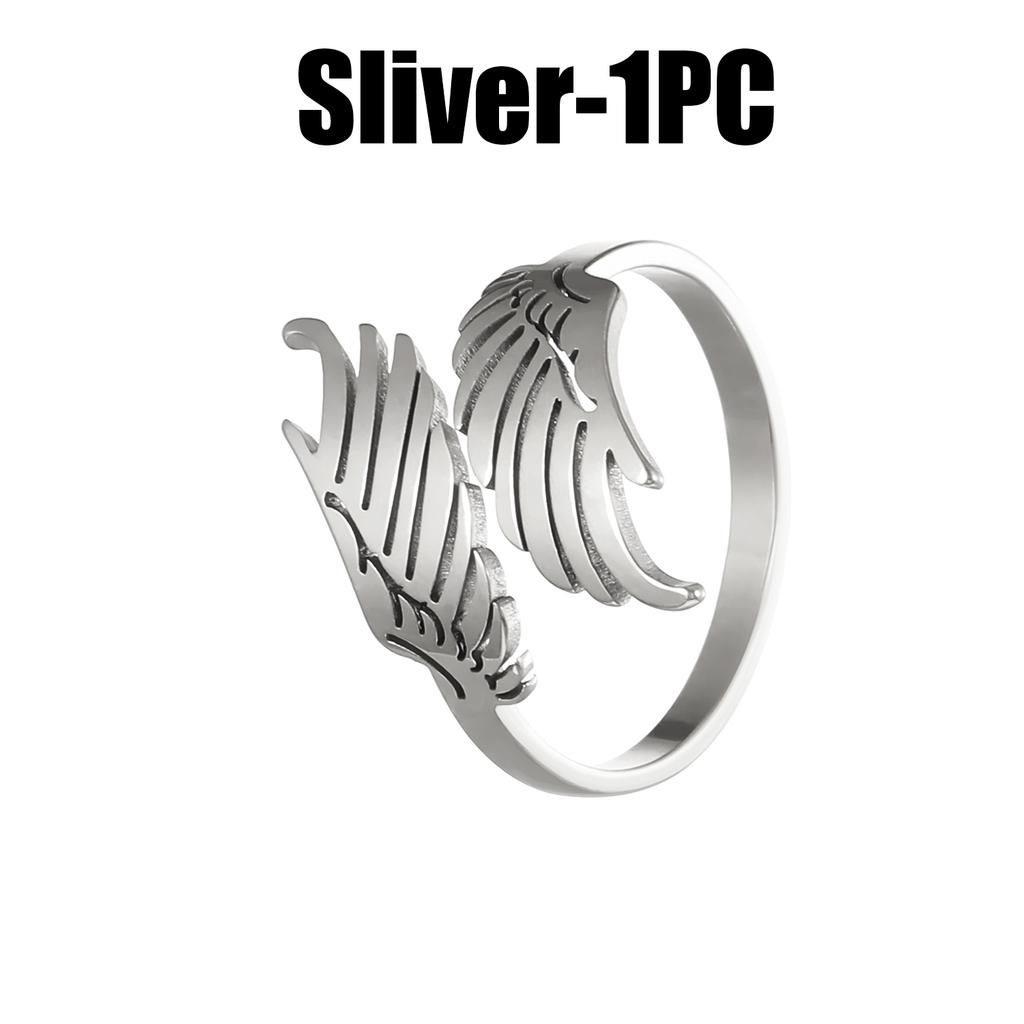 Elegant Open Rings Geometric Rings Wing Delicate Finger Jewelry Stainless Steel Texture for Fashion Lover Present