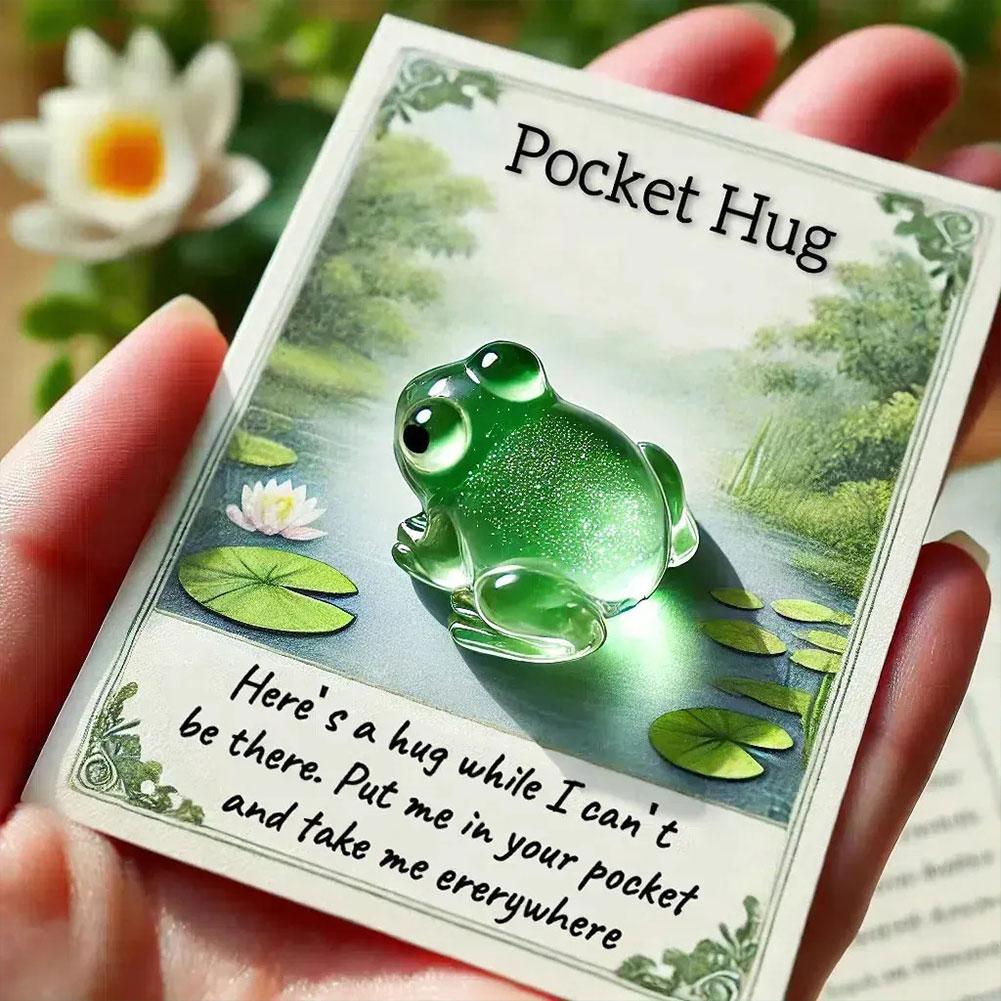 1pcs Mini Resin Animal Pocket Hug Decor With Card For Birthday Christmas Thanksgiving Emotional Comfort Ornament Portable Gift