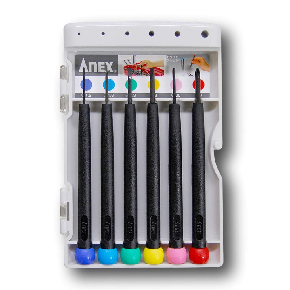 ANEX Precision Screwdriver set with 900 Set, 6-piece (+00/+0/-1.2/-1.8/-2.3/-3) case, No.