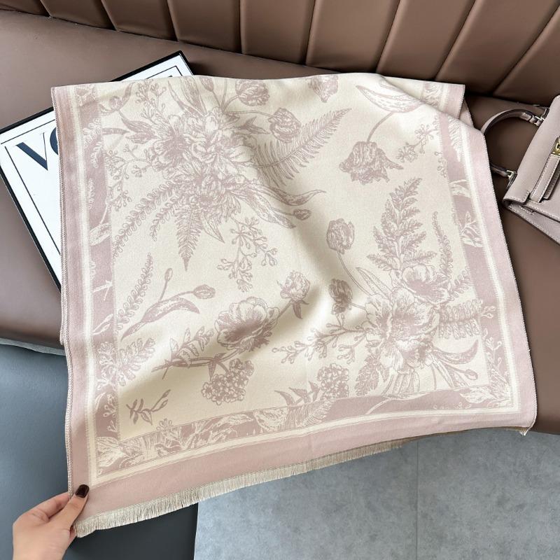 Landscape painting imitation cashmere scarf women's high-end office air-conditioned room thickened warm long trendy scarf