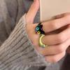 Новые милые зеленые кольца-монстры для женщин, модные милые двухцветные кошачьи глаза, открытые парные кольца, свадебные аксессуары для пальцев, ювелирные изделия
