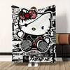 Kawaii Cat Hellos Warm Blanket Throw Furry Winter Blankets for Adults Microfiber Bedding Home Interior Fluffy Plaid Sofa Knee &
