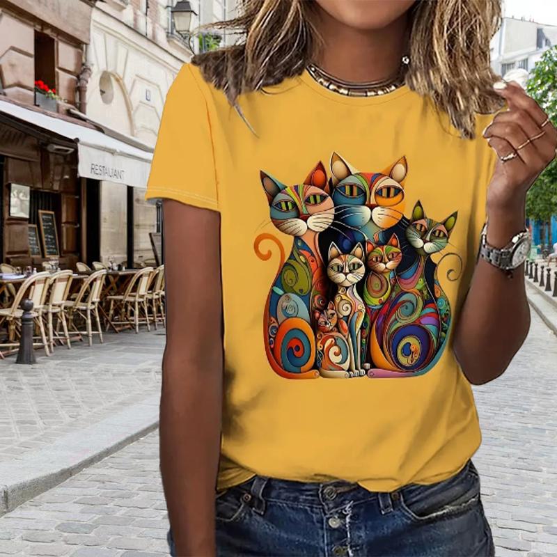 Модная женская футболка с принтом кота и птицы из мультфильма, забавная повседневная футболка с круглым вырезом и короткими рукавами, летняя женская футболка