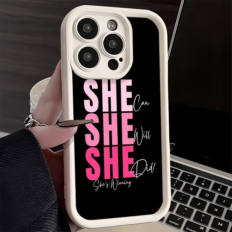 Чехол для телефона iPhone 17 Air 16E 15 16 Pro Max Девушка Босс Леди Розовый Чехол 14 Plus 13 12 Mini Мягкий Силиконовый Fundas