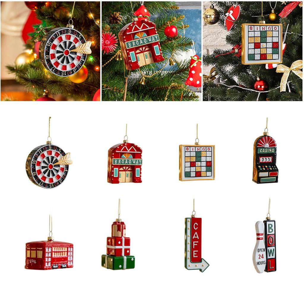 Christmas Tree Pendant ABS Hanging Ornament Holiday Decoration for Home Office Party Gift Wrapping