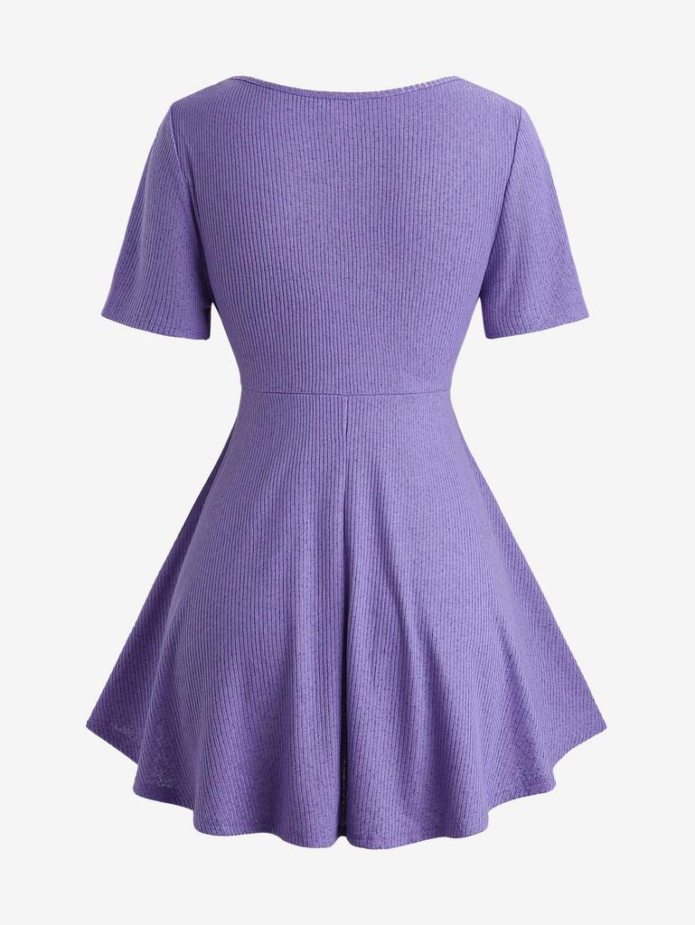 Rosegal Большой размер Топ с текстурированным рубчиком, с перекрученной панелью и присборенной талией