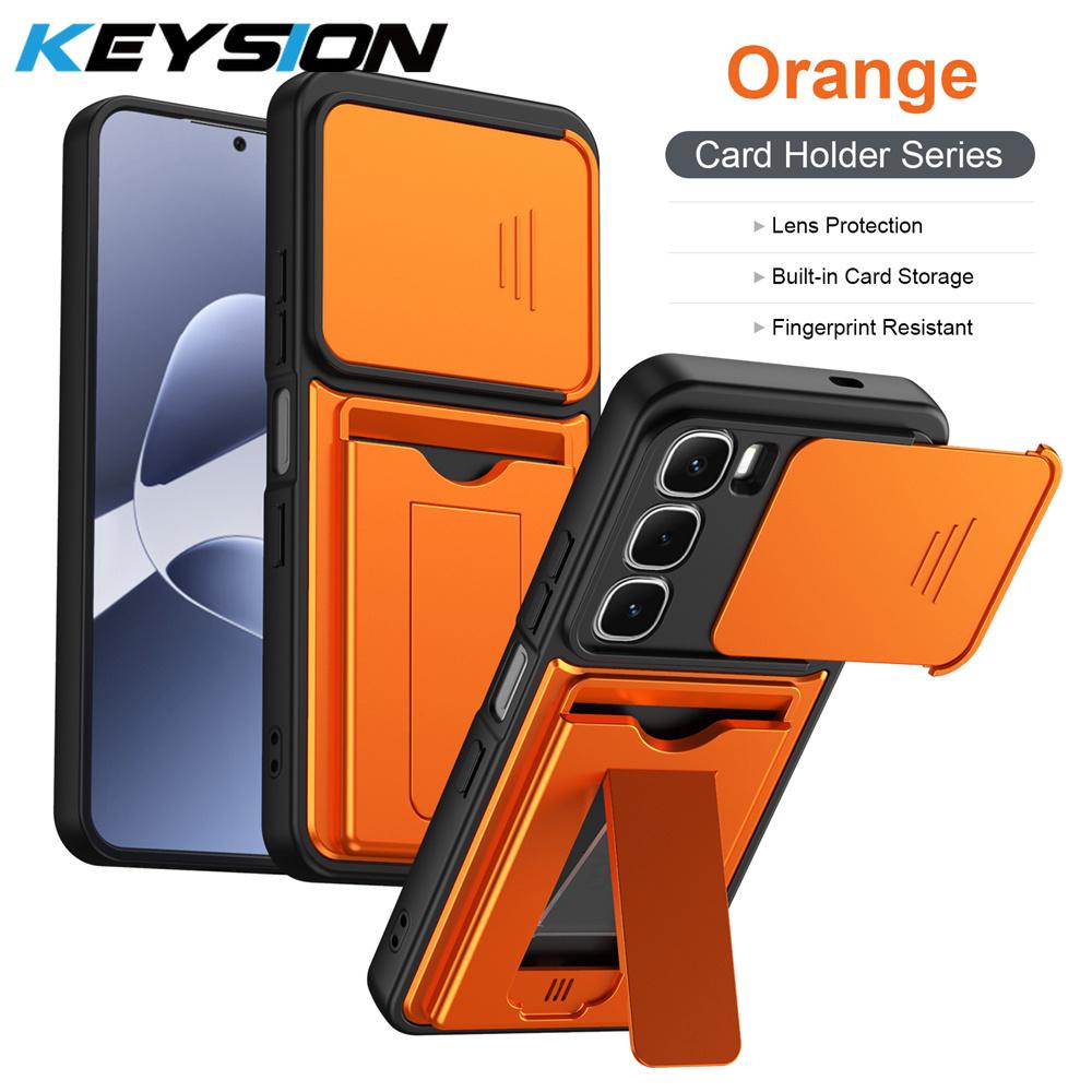 KEYSION Чехол-кошелек с держателем для карт для Infinix Hot 60 Pro+ 5G 60i 60 5G, защита камеры сдвижной, подставка, противоударный чехол