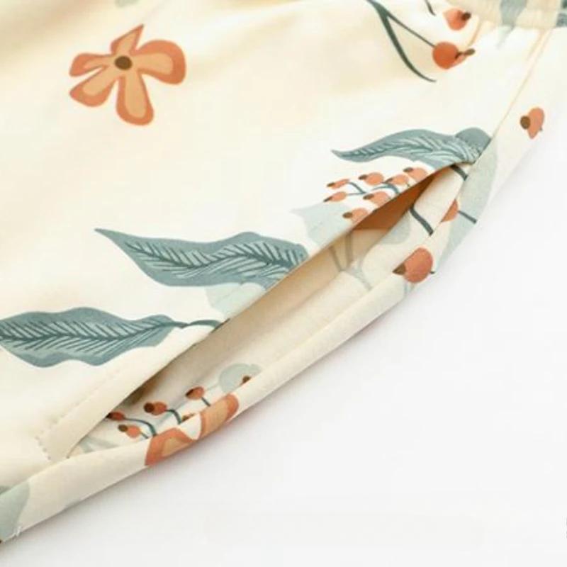 Осень-зима, новая женская домашняя одежда из чистого хлопка, кардиган с V-образным вырезом, комплект из двух предметов, роскошная женская пижама с длинным рукавом