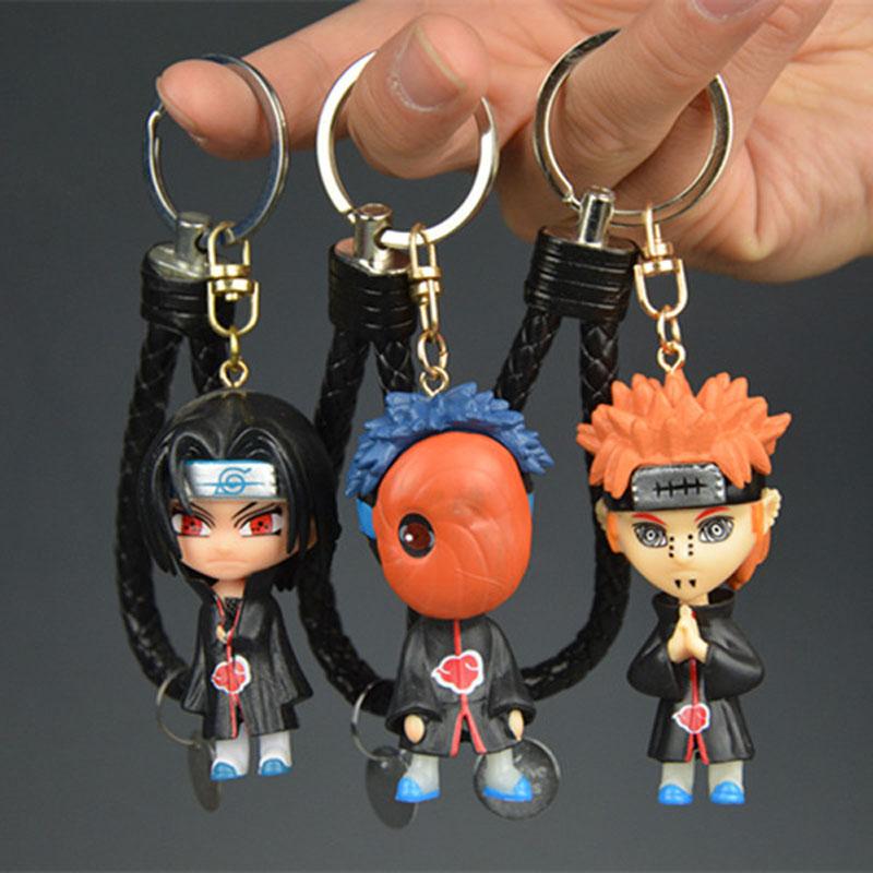 12Pcs Naruto Anime Figure Sasuke Kakashi Gaara Itachi Uchiha Q Version Cute Keychain Backpack Decoration Pendant Gift