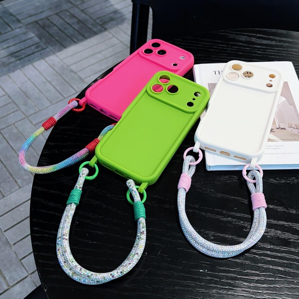 Ремешок-шнурок Мягкий силиконовый чехол для iPhone 17 Pro Max 16 15 14 13 12 11 XR XS X 7 8 Plus Защита камеры Ударопрочный чехол