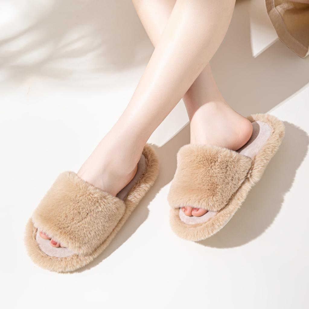 Элегантные мохнатые тапочки, осенние и зимние хлопковые тапочки, женские домашние плюшевые тапочки, однотонные меховые тапочки, женская домашняя обувь, тапочки розового цвета