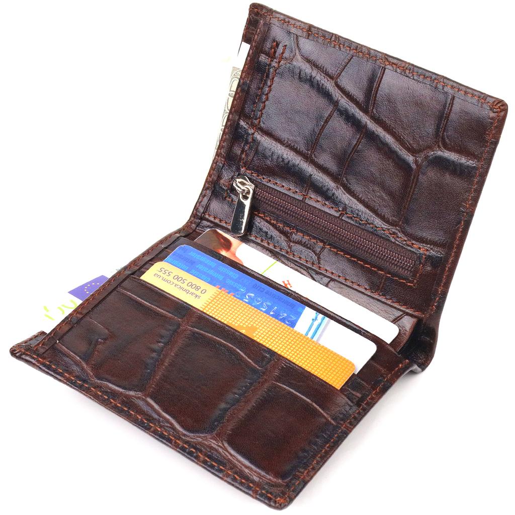 Стильное мужское портмоне из натуральной фактурной кожи CANPELLINI Purse 21497 Коричневое